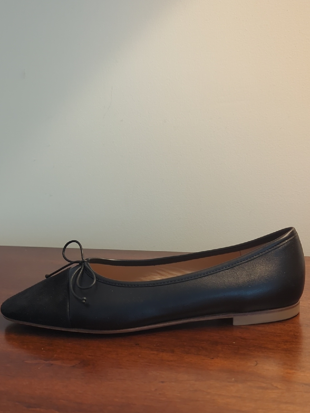 A. Soliani Black Como Ballet Flat with Bow Accent